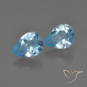 Gemme di Topazio Celeste naturale da 1.44 ct, Forma a pera, VS