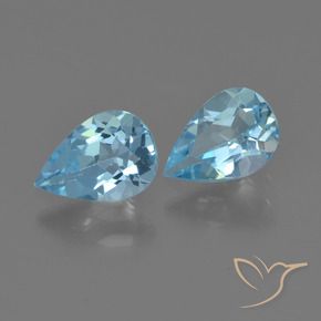 Gemme di Topazio Celeste naturale da 1.54 ct, Forma a pera, VS