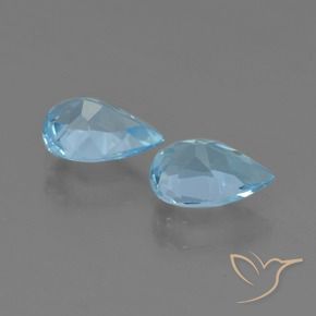 Gemme di Topazio Celeste naturale da 1.54 ct, Forma a pera, VS