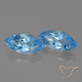 Gemme di Topazio Blu svizzero naturale da 7.95 ct, Taglio marquise, VVS-VS