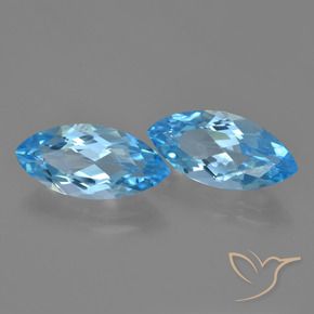 Gemme di Topazio Blu svizzero naturale da 7.36 ct, Taglio marquise, VVS