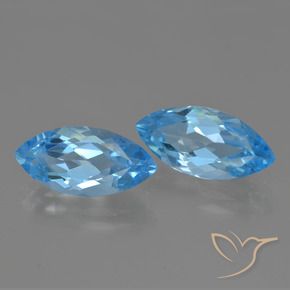 Gemme di Topazio Blu svizzero naturale da 7.76 ct, Taglio marquise, VVS-VS