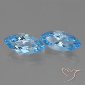 Gemme di Topazio Blu svizzero naturale da 6.63 ct, Taglio marquise, VVS-VS