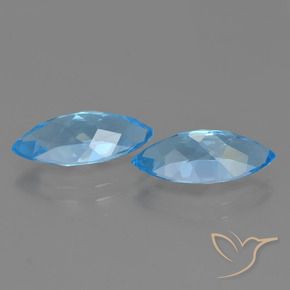 Gemme di Topazio Blu svizzero naturale da 6.63 ct, Taglio marquise, VVS-VS