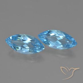 Gemme di Topazio Blu svizzero naturale da 7.05 ct, Taglio marquise, VVS-VS
