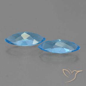 Gemme di Topazio Blu svizzero naturale da 7.05 ct, Taglio marquise, VVS-VS