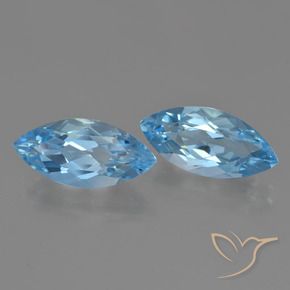 Gemme di Topazio Blu svizzero naturale da 7.39 ct, Taglio marquise, VVS-VS
