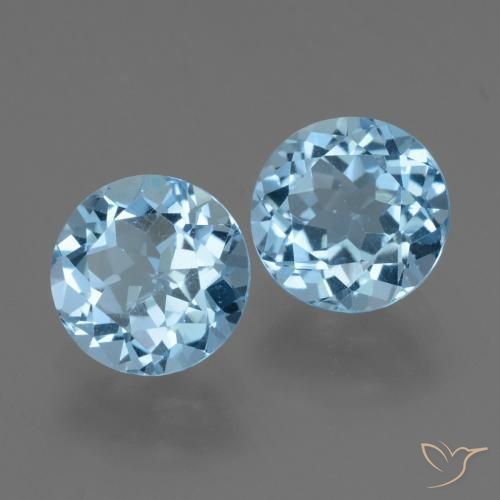 Gemme di Topazio Celeste naturale da 4.57 ct, Rotondo, VS