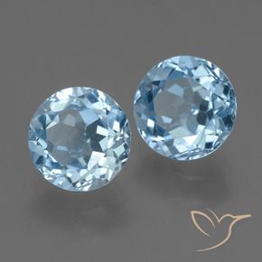 Gemme di Topazio Celeste naturale da 4.58 ct, Rotondo, VS