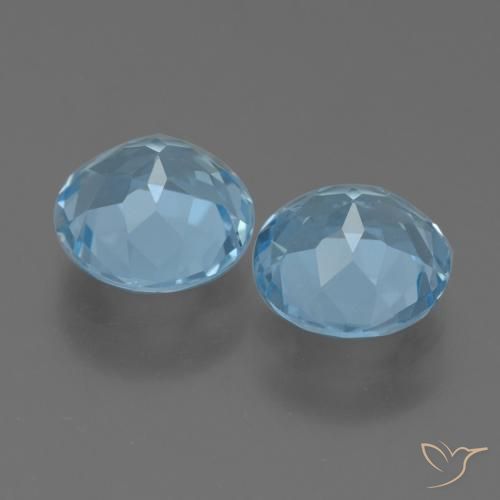 Gemme di Topazio Blu svizzero naturale da 4.81 ct, Rotondo, VVS-VS
