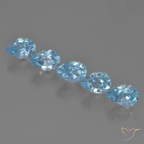 Gemme di Topazio Celeste naturale da 3.16 ct, Forma a pera, VS