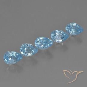 Gemme di Topazio Celeste naturale da 3.16 ct, Forma a pera, VS