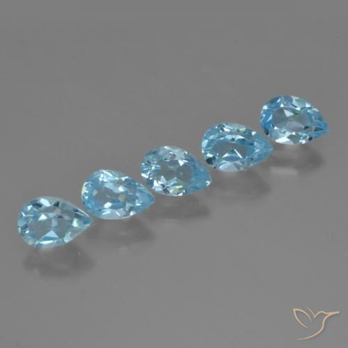 Gemme di Topazio Blu svizzero naturale da 2.89 ct, Forma a pera, VS