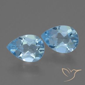 Gemme di Topazio Celeste naturale da 1.53 ct, Forma a pera, VVS-VS