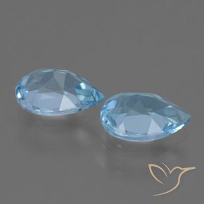 Gemme di Topazio Celeste naturale da 1.53 ct, Forma a pera, VVS-VS