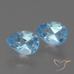 Gemme di Topazio Blu svizzero naturale da 1.62 ct, Forma a pera, VVS-VS