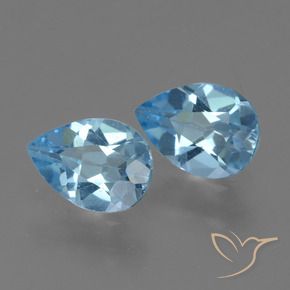 Gemme di Topazio Blu svizzero naturale da 1.58 ct, Forma a pera, VVS-VS