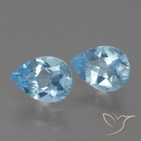 Gemme di Topazio Celeste naturale da 1.55 ct, Forma a pera, VVS-VS