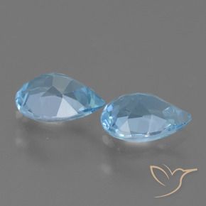 Gemme di Topazio Celeste naturale da 1.55 ct, Forma a pera, VVS-VS