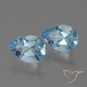 Gemme di Topazio Celeste naturale da 1.69 ct, Forma a pera, VVS-VS