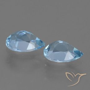 Gemme di Topazio Celeste naturale da 1.69 ct, Forma a pera, VVS-VS