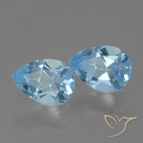 Gemme di Topazio Celeste naturale da 1.70 ct, Forma a pera, VVS-VS