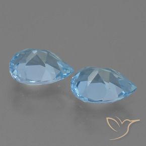 Gemme di Topazio Celeste naturale da 1.70 ct, Forma a pera, VVS-VS