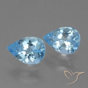 Gemme di Topazio Celeste naturale da 1.55 ct, Forma a pera, VVS-VS