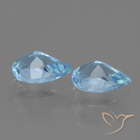 Gemme di Topazio Celeste naturale da 1.55 ct, Forma a pera, VVS-VS