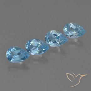 Gemme di Topazio Celeste naturale da 2.97 ct, Forma a pera, VVS-VS
