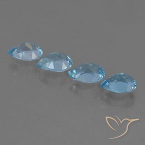 Gemme di Topazio Celeste naturale da 2.97 ct, Forma a pera, VVS-VS