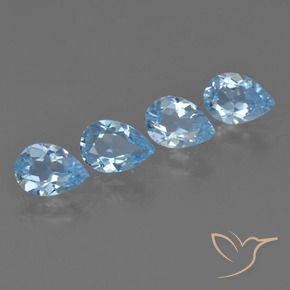 Gemme di Topazio Blu svizzero naturale da 2.72 ct, Forma a pera, VVS-VS