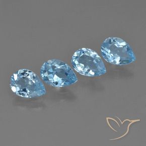 Gemme di Topazio Celeste naturale da 3.22 ct, Forma a pera, VVS-VS