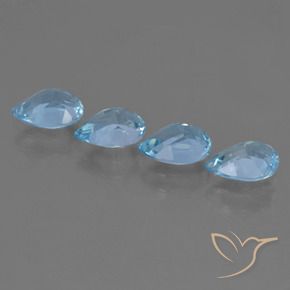 Gemme di Topazio Celeste naturale da 3.22 ct, Forma a pera, VVS-VS