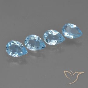 Gemme di Topazio Celeste naturale da 2.57 ct, Forma a pera, VVS-VS