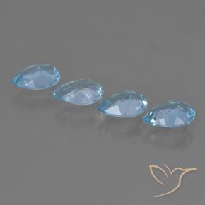 Gemme di Topazio Celeste naturale da 2.57 ct, Forma a pera, VVS-VS