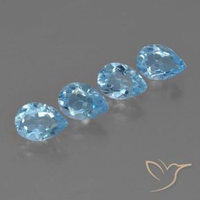 Gemme di Topazio Celeste naturale da 3.29 ct, Forma a pera, VVS-VS