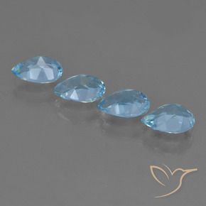 Gemme di Topazio Celeste naturale da 3.29 ct, Forma a pera, VVS-VS