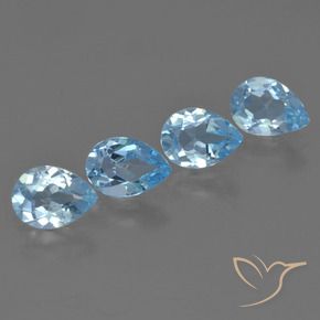 Gemme di Topazio Celeste naturale da 3.23 ct, Forma a pera, VVS-VS