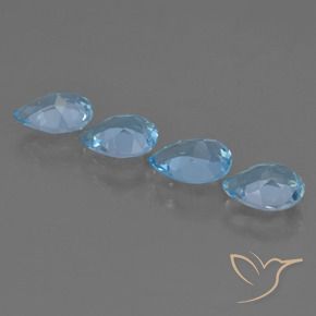Gemme di Topazio Celeste naturale da 3.23 ct, Forma a pera, VVS-VS