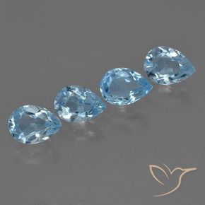 Gemme di Topazio Celeste naturale da 3.25 ct, Forma a pera, VVS-VS