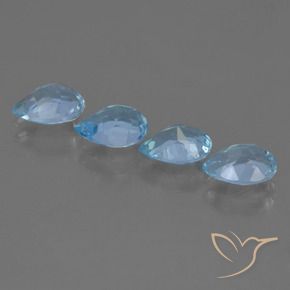 Gemme di Topazio Celeste naturale da 3.25 ct, Forma a pera, VVS-VS
