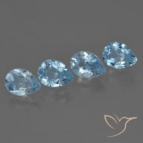 Gemme di Topazio Celeste naturale da 3.17 ct, Forma a pera, VS