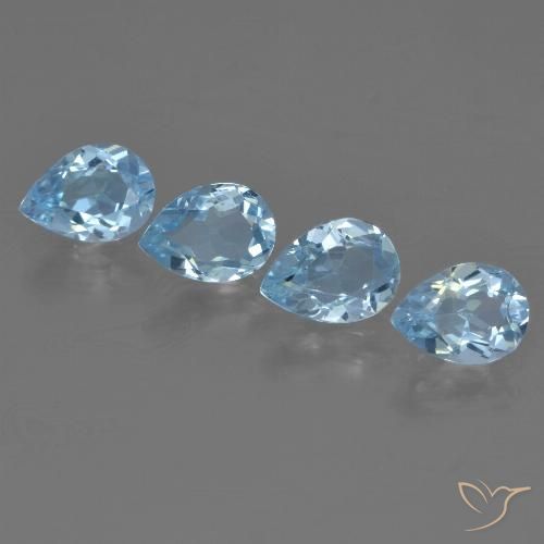 Gemme di Topazio Blu svizzero naturale da 3.19 ct, Forma a pera, VVS-VS