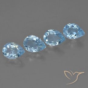 Gemme di Topazio Blu svizzero naturale da 3.19 ct, Forma a pera, VVS-VS