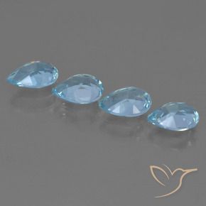 Gemme di Topazio Blu svizzero naturale da 3.19 ct, Forma a pera, VVS-VS