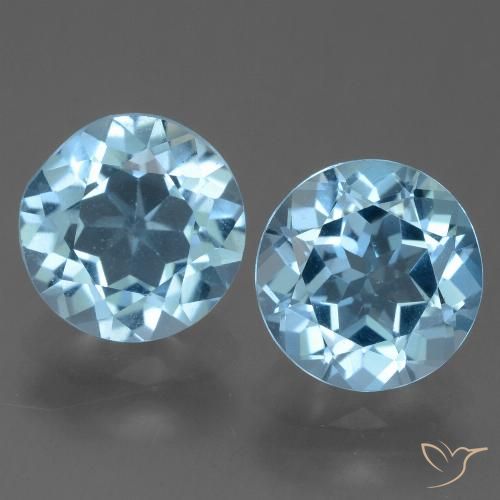 4.79ctw Naturale Celeste Topazio, Rotondo, VVS-VS