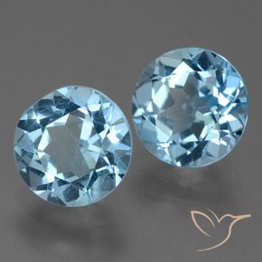 Gemme di Topazio Celeste naturale da 4.79 ct, Rotondo, VVS-VS