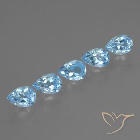 Gemme di Topazio Celeste naturale da 3.05 ct, Forma a pera, VS