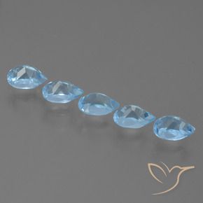 Gemme di Topazio Celeste naturale da 3.05 ct, Forma a pera, VS